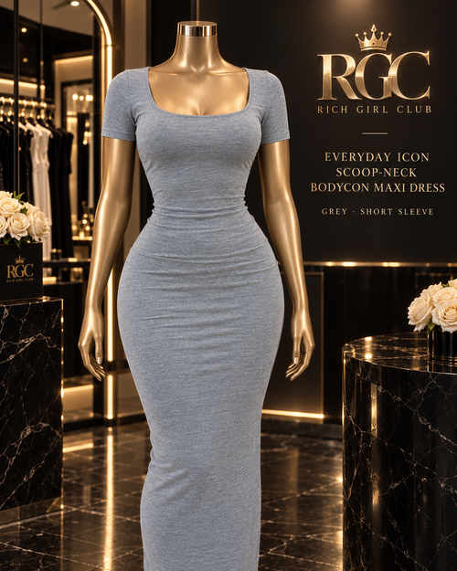 Everyday Icon grey short-sleeve scoop-neck bodycon maxi dress on the RGC Viper display