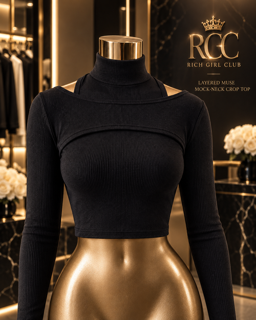 Layered Muse Mock-Neck Crop Top in Black on the RGC Viper display