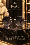 No Introduction Needed Sunglasses in Black grey gold, Rich Girl Club branded hero