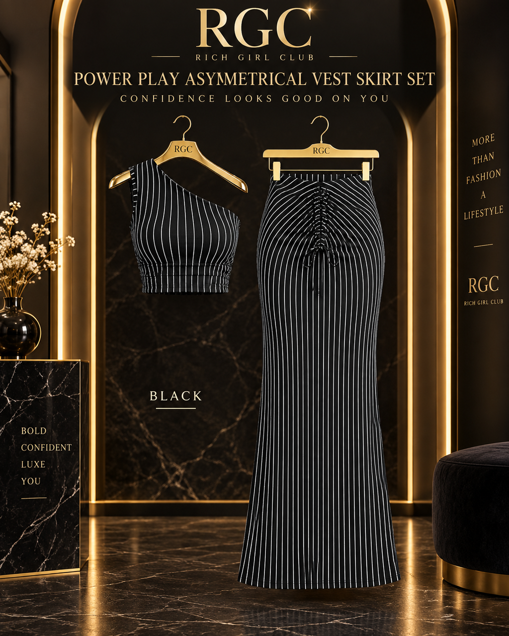 Power Play Asymmetrical Vest Skirt Set