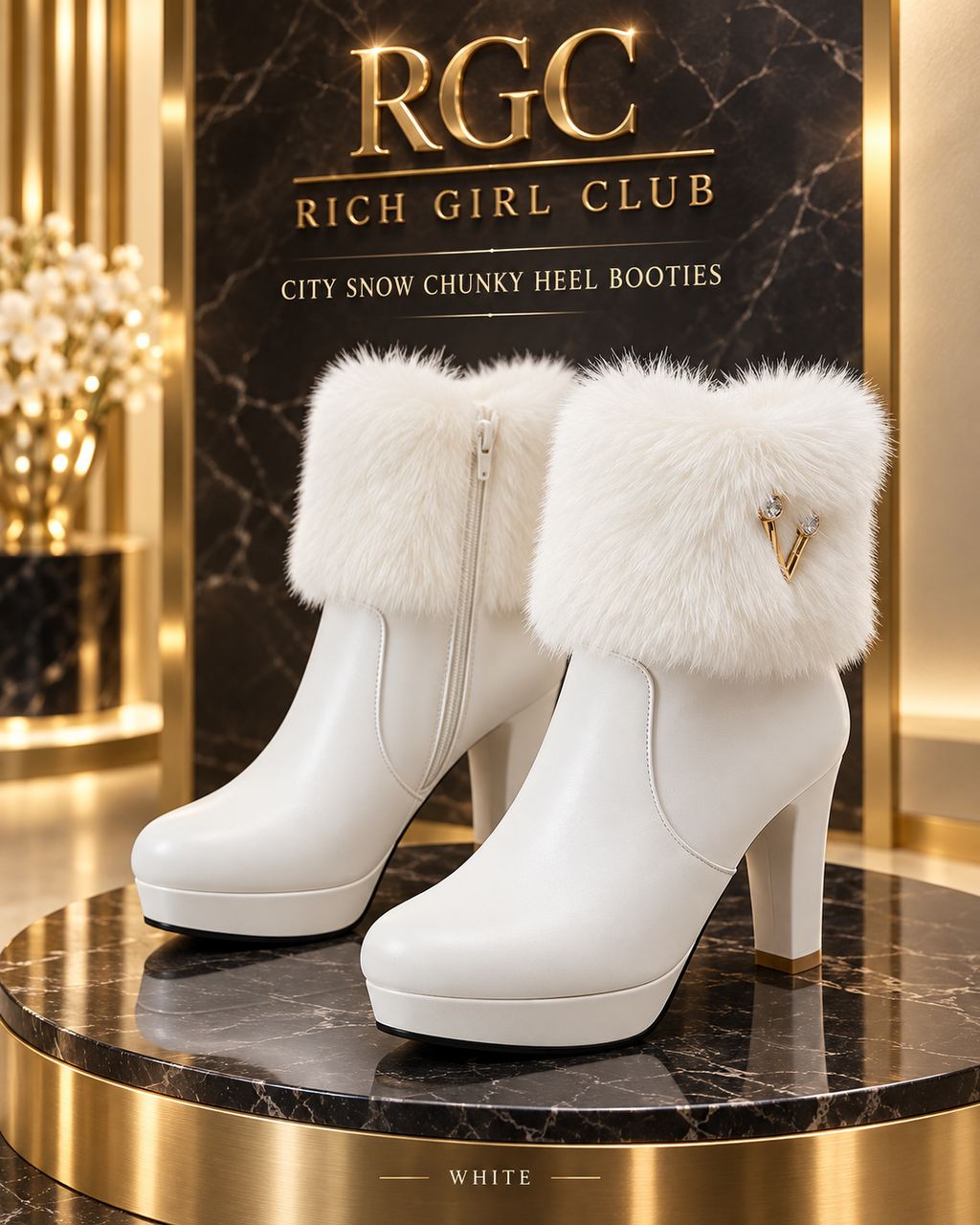 Snow Social Chunky Heel Booties