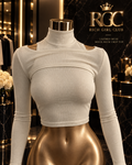 Layered Muse Mock-Neck Crop Top in Beige on the RGC Viper display