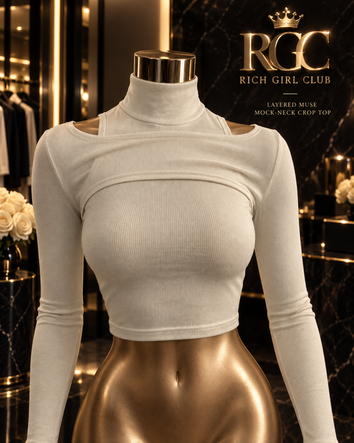 Layered Muse Mock-Neck Crop Top in Beige on the RGC Viper display