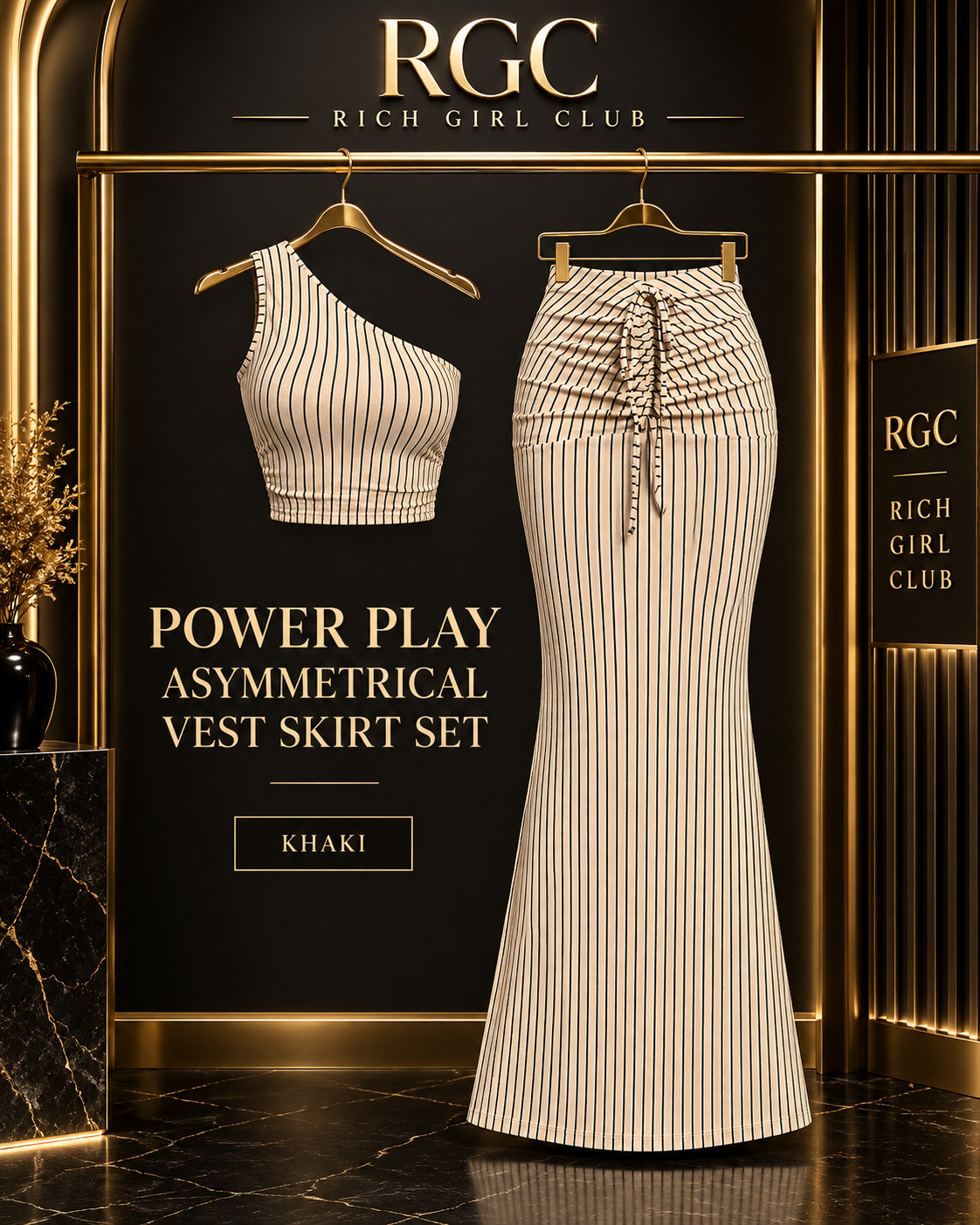 Power Play Asymmetrical Vest Skirt Set