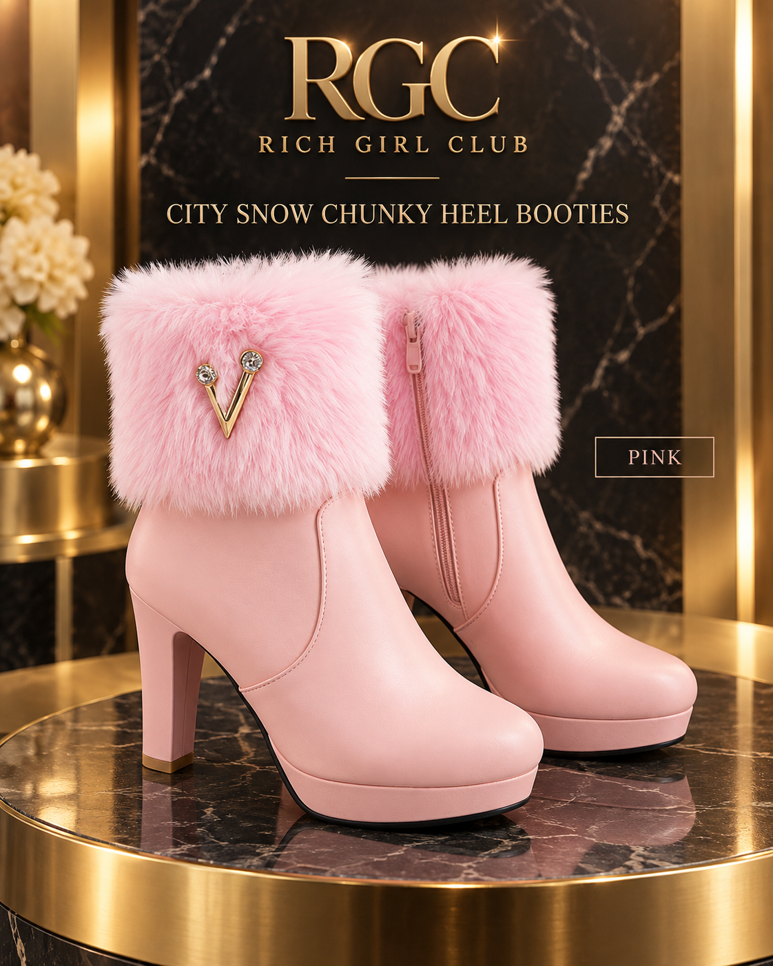Snow Social Chunky Heel Booties