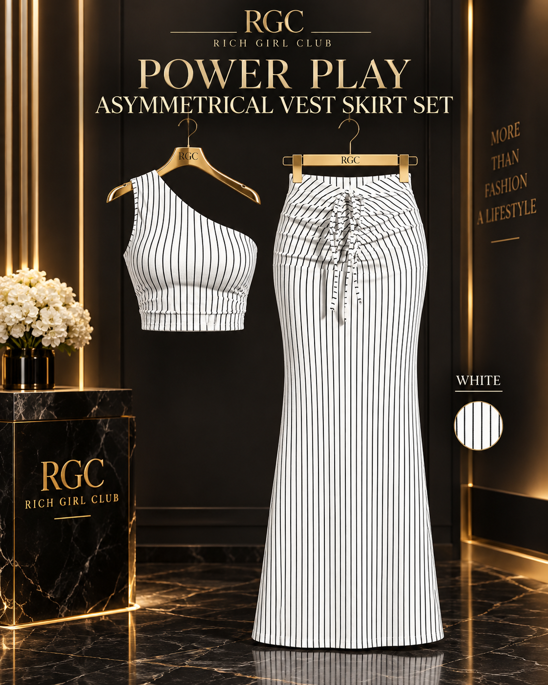 Power Play Asymmetrical Vest Skirt Set