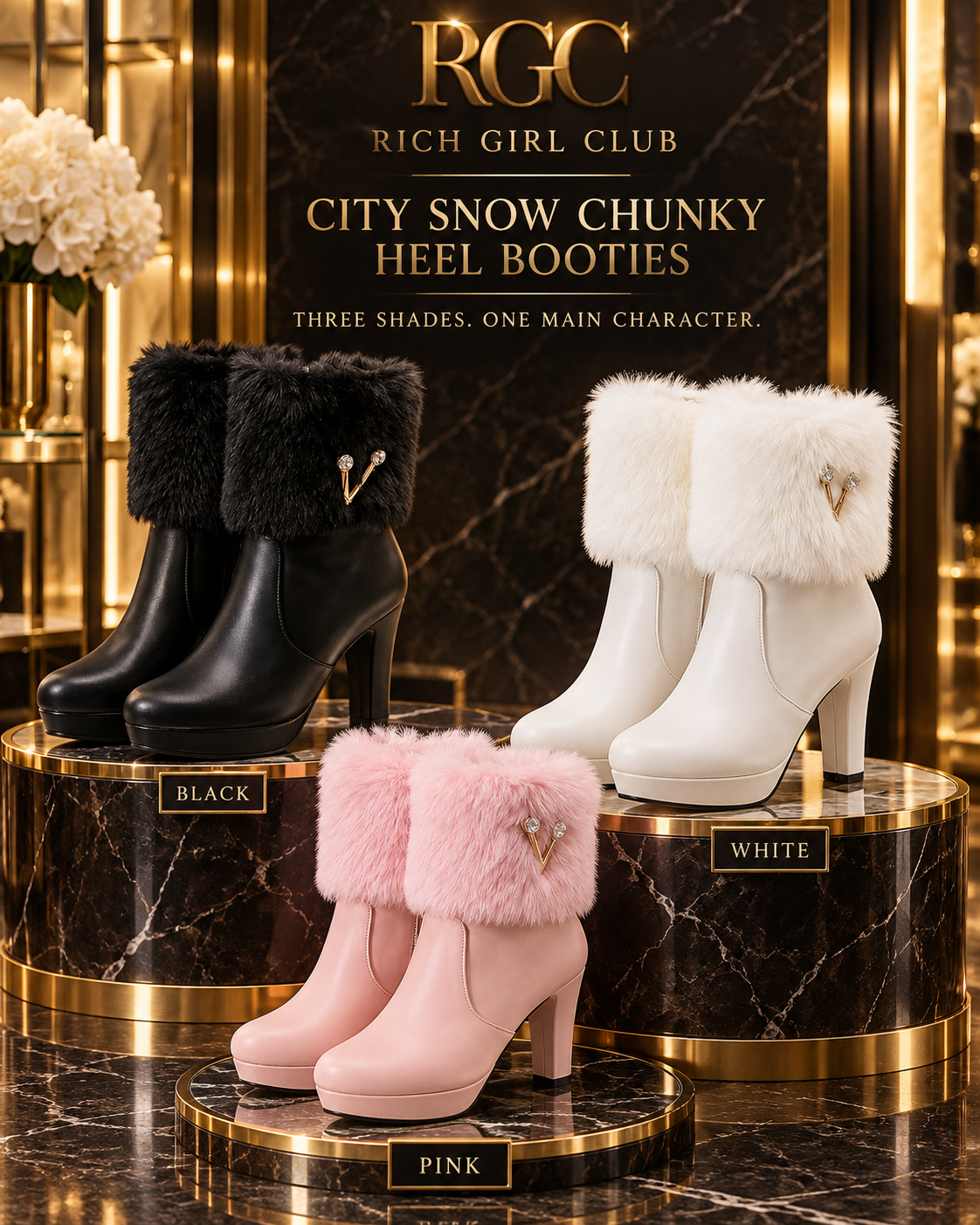 Snow Social Chunky Heel Booties
