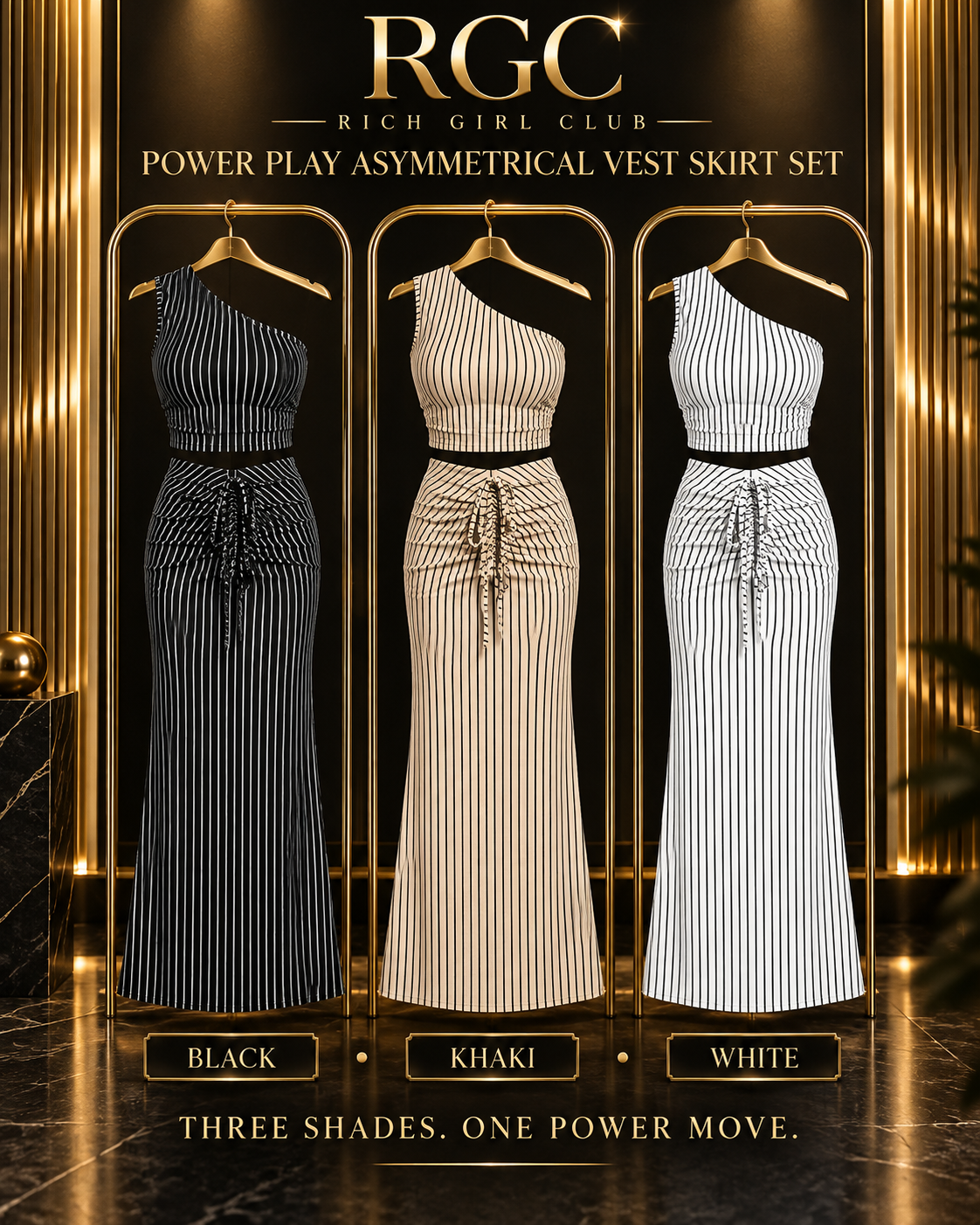 Power Play Asymmetrical Vest Skirt Set