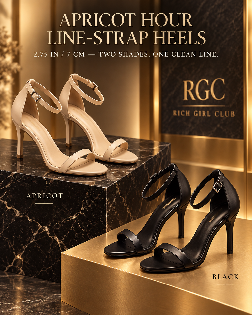 Apricot Hour Line-Strap Heels