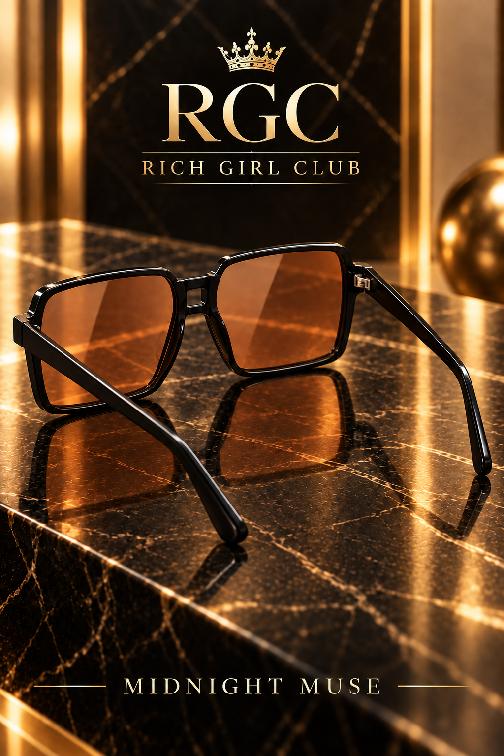 Midnight Muse sunglasses in a reverse three-quarter construction view