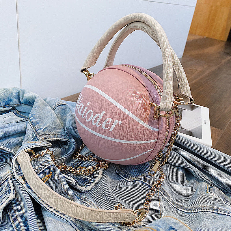 Courtside Status Basketball Bag supplier side view in pink showing zipper and shoulder strap