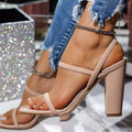 Apricot Main Character Open-Toe Block Heels worn close up