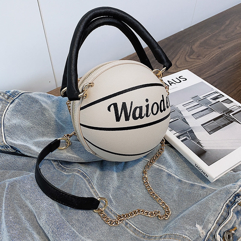 Courtside Status Basketball Bag supplier view in white with black handle and shoulder strap