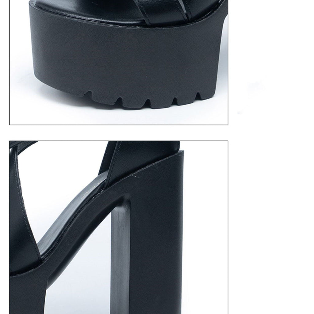 Power Step Platform Sandal supplier detail showing the lugged front platform and block heel
