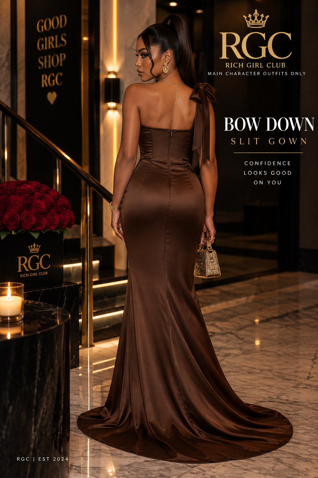 Bow Down Slit Gown