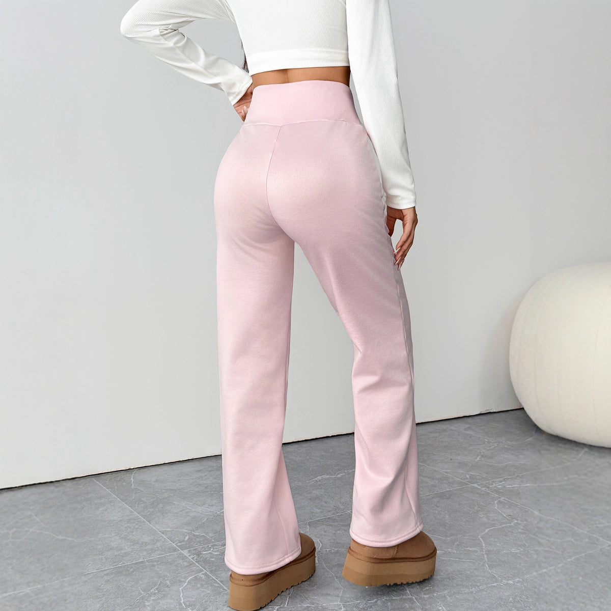 Pink Power Pants rear view showing the pull-on waistband