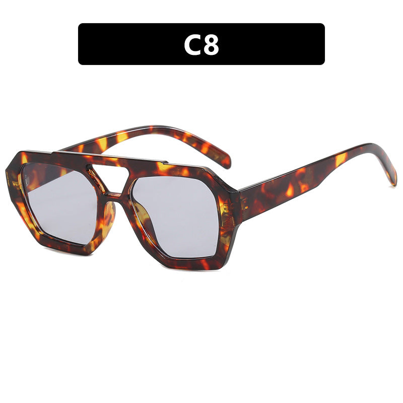 Floral tortoiseshell oversized sunglasses with light gray lenses, supplier style C8.