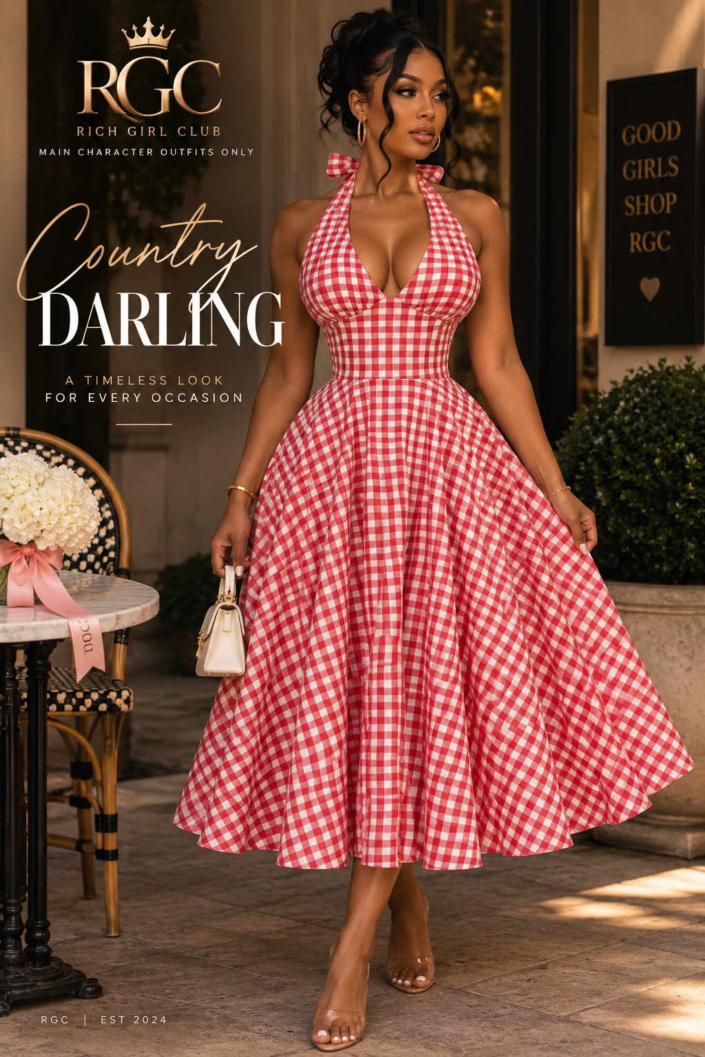 Checkmate Halter Midi Dress