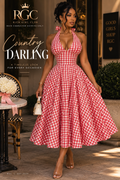Checkmate Halter Midi Dress