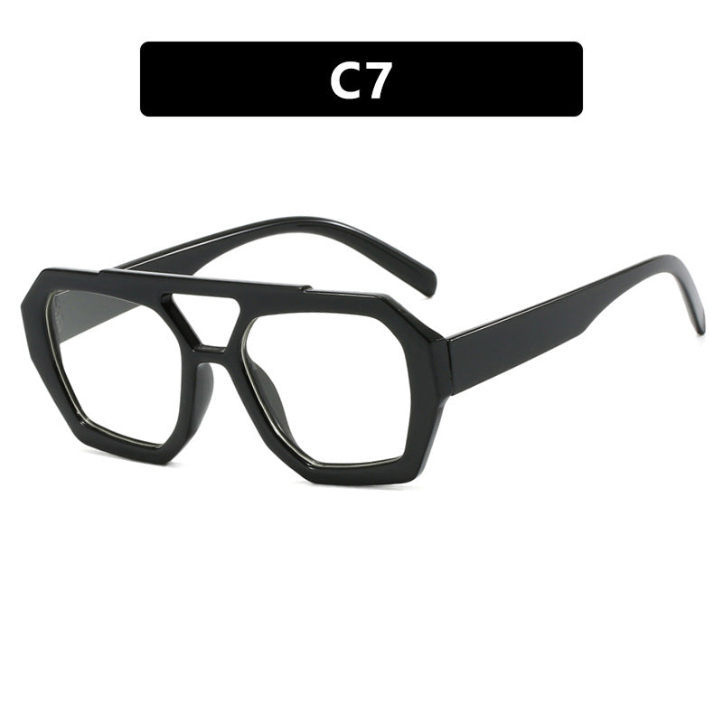 Glossy black oversized sunglasses with white lenses, supplier style C7.