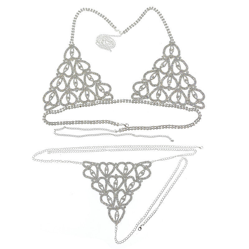 Diamond After Dark Body Chain Set image 6 showing rhinestone top-chain, bottom-chain, or full-set styling in gold or silver