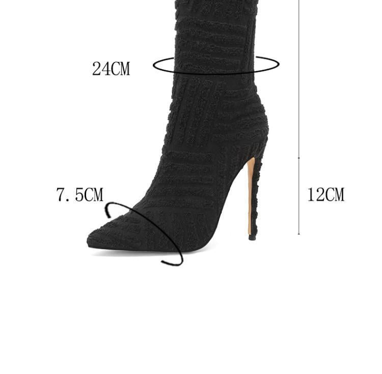 Black Main Character Suede Stiletto Boot measurement reference image