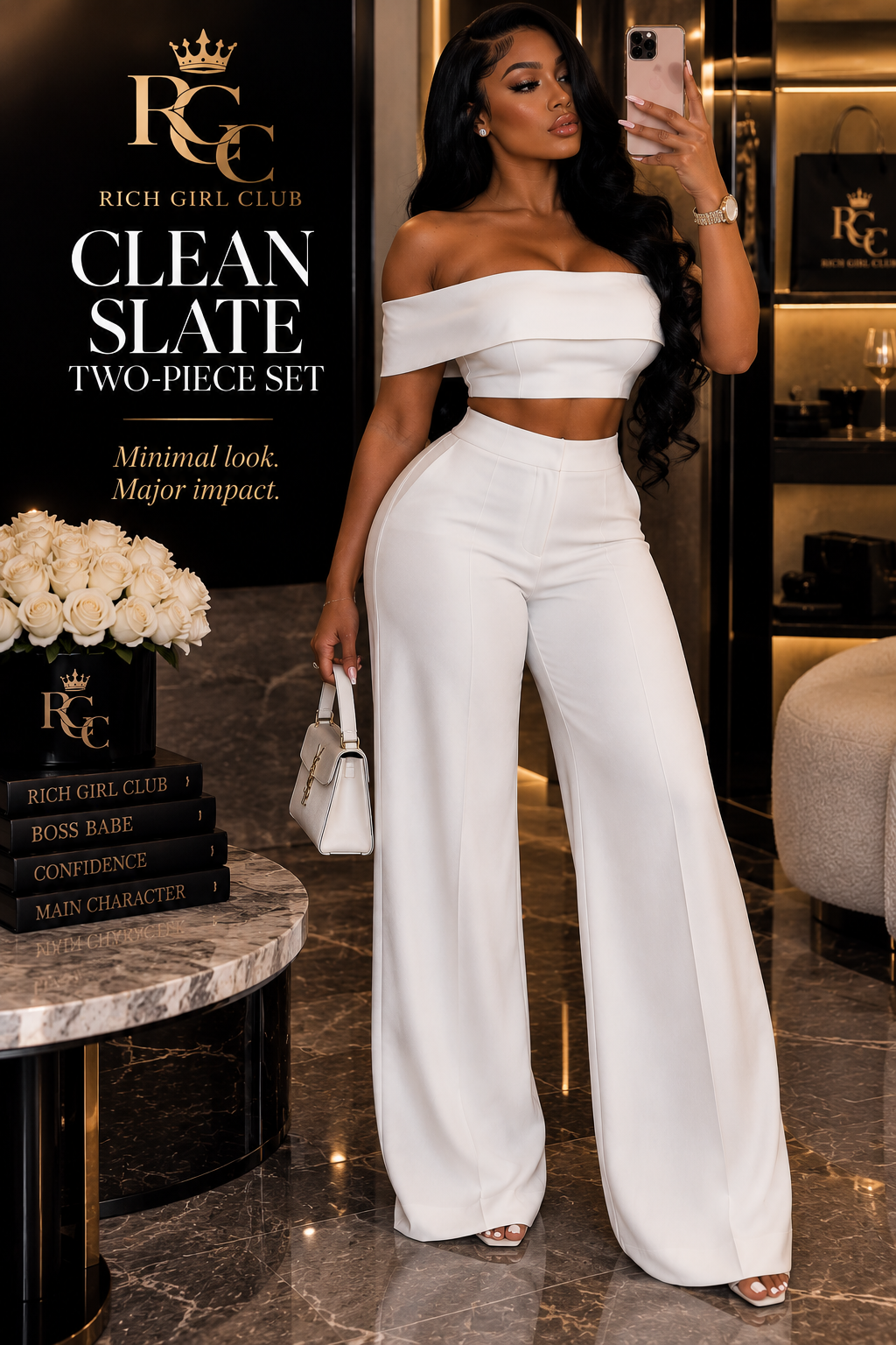 CEO Off-Shoulder Wide-Leg Set