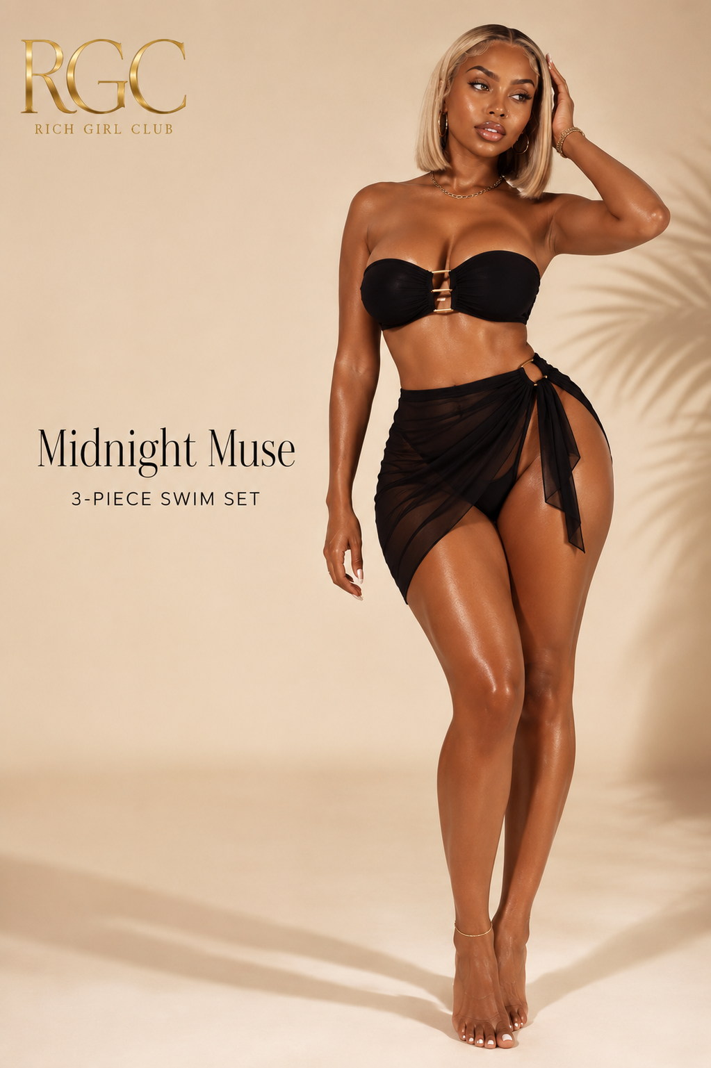 Midnight Muse 3-Piece Swim Set - Rich Girl Club