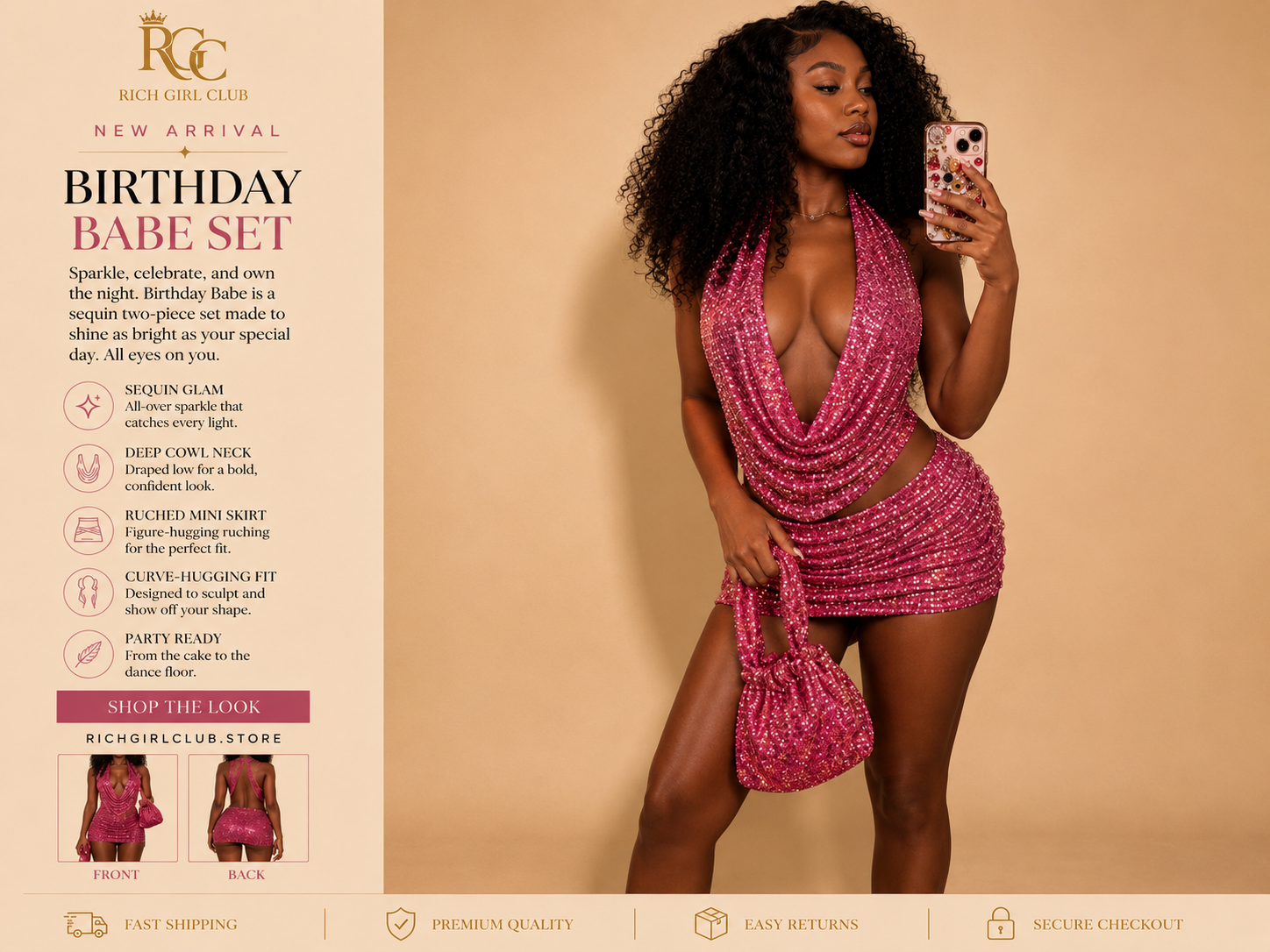 Starlight Sequin Halter Skirt Set