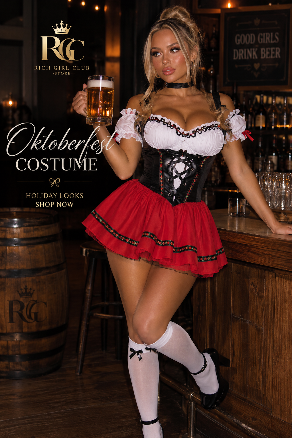 Oktoberfest Costume showing the dress and coordinating accessories.