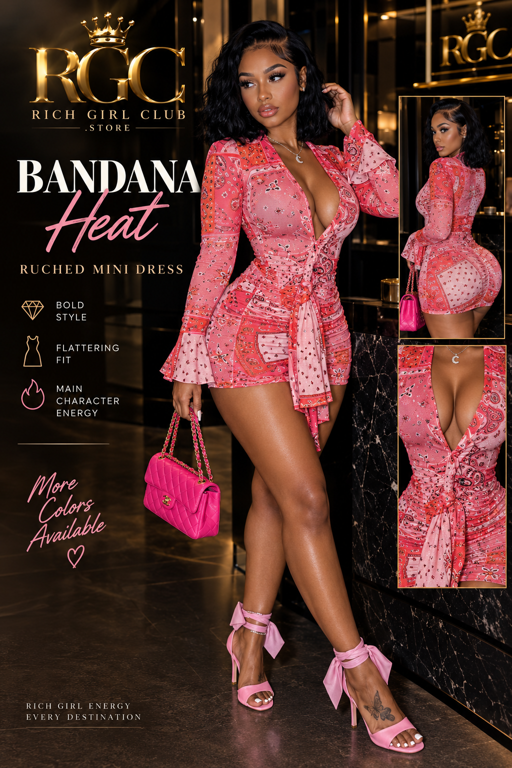 Bandana Heat Ruched Mini Dress