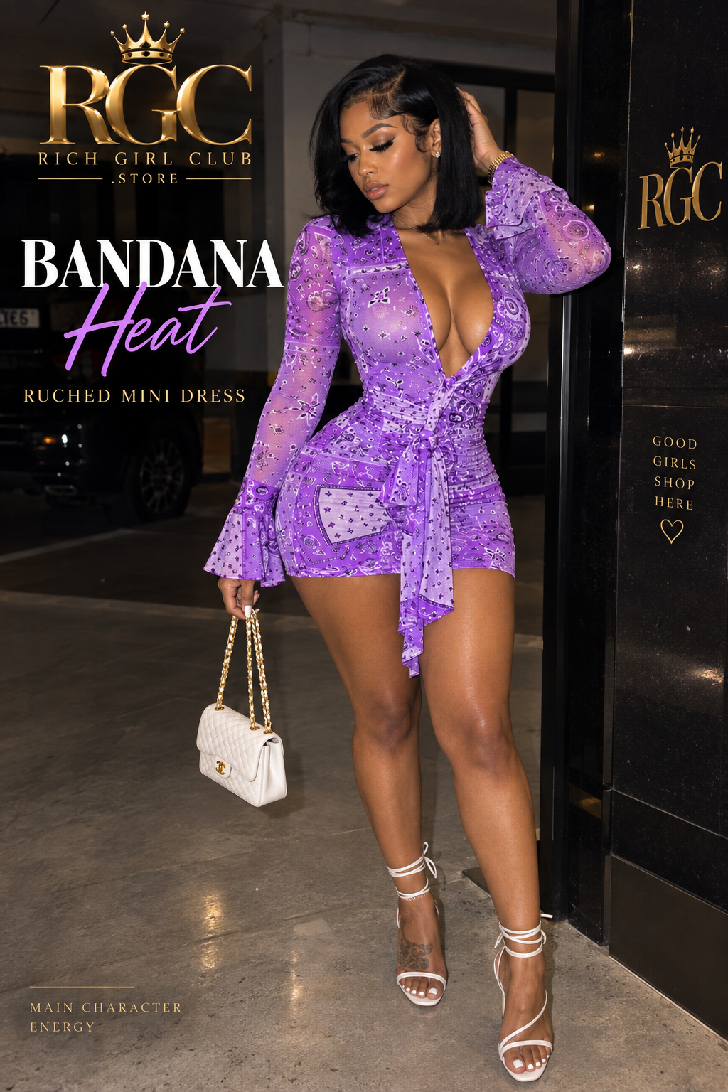 Bandana Heat Ruched Mini Dress