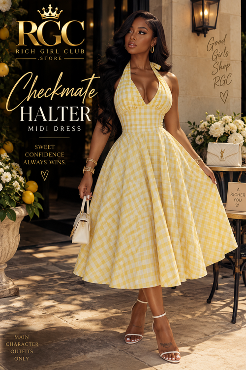 Checkmate Halter Midi Dress
