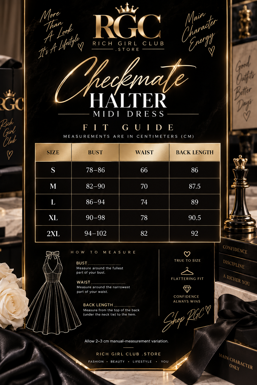 Checkmate Halter Midi Dress
