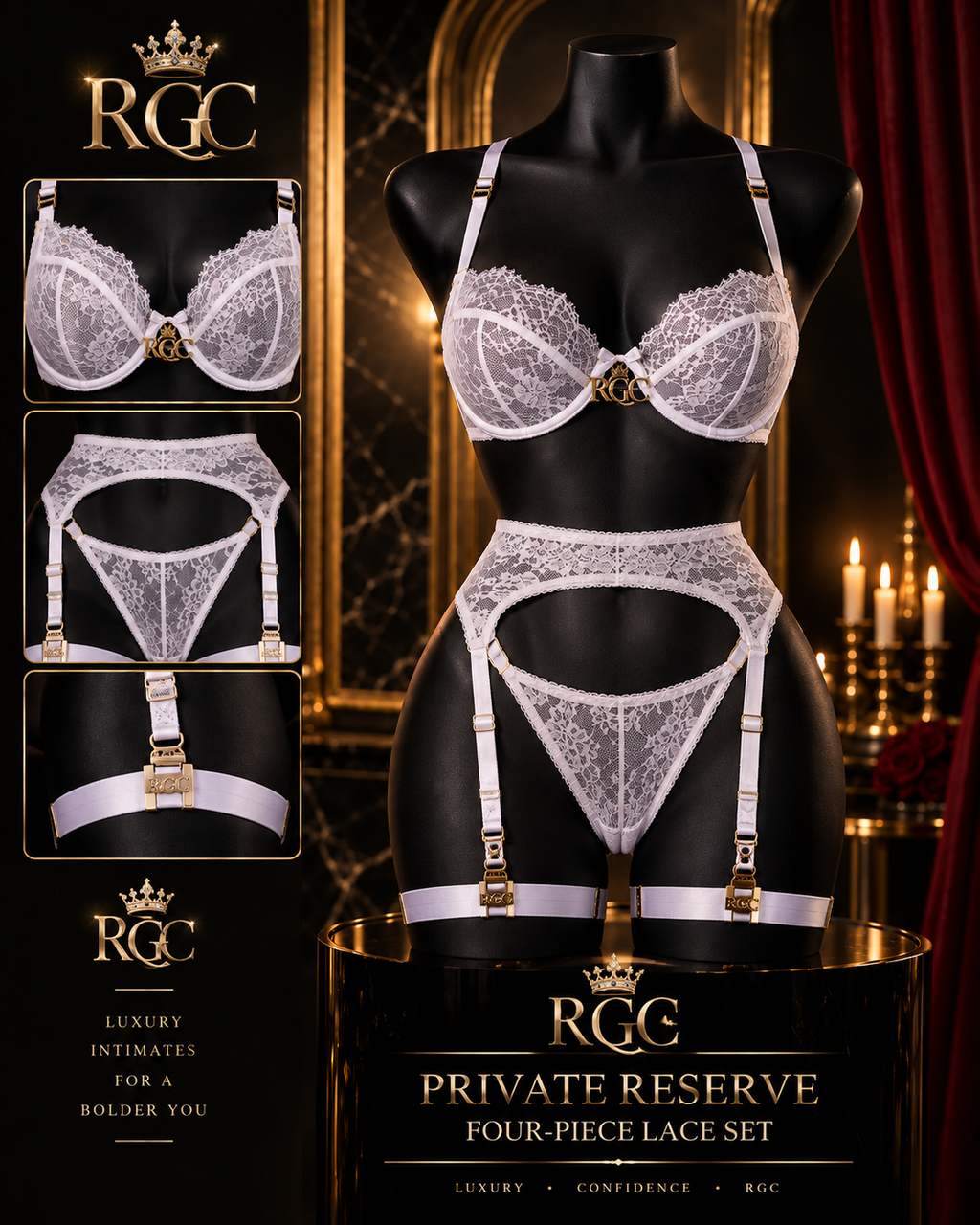Private Reserve Four-Piece Lace Set