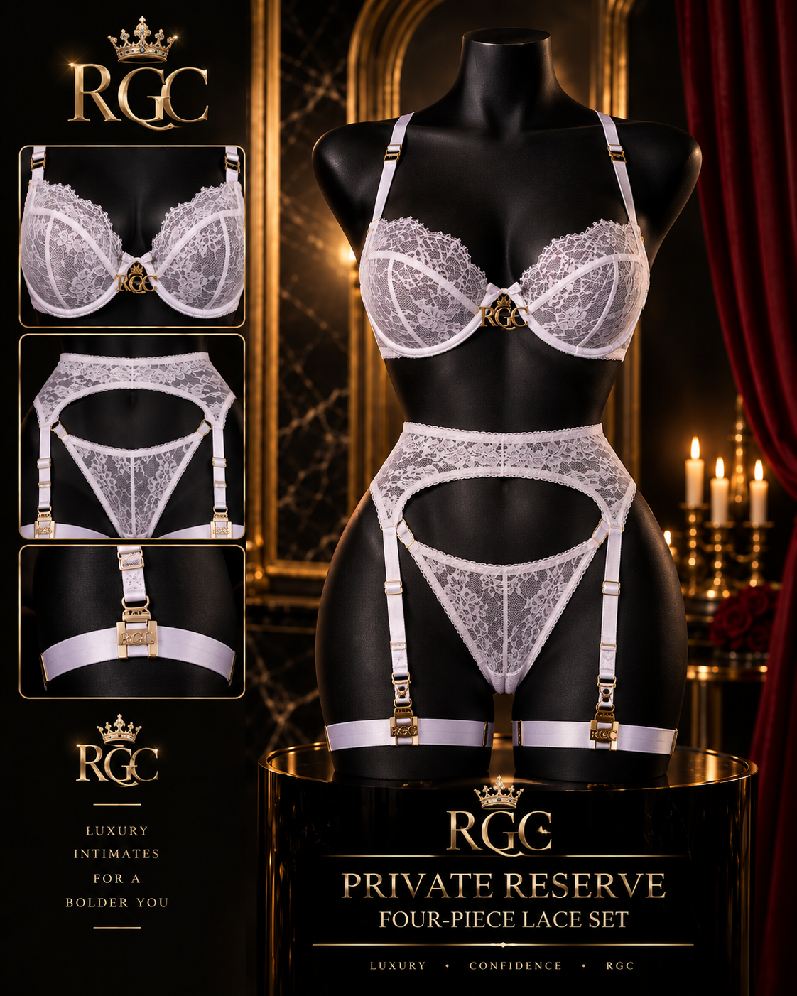 Private Reserve Four-Piece Lace Set