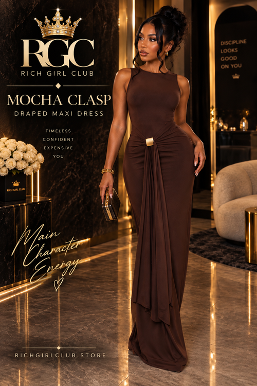 Mocha Clasp Draped Maxi Dress