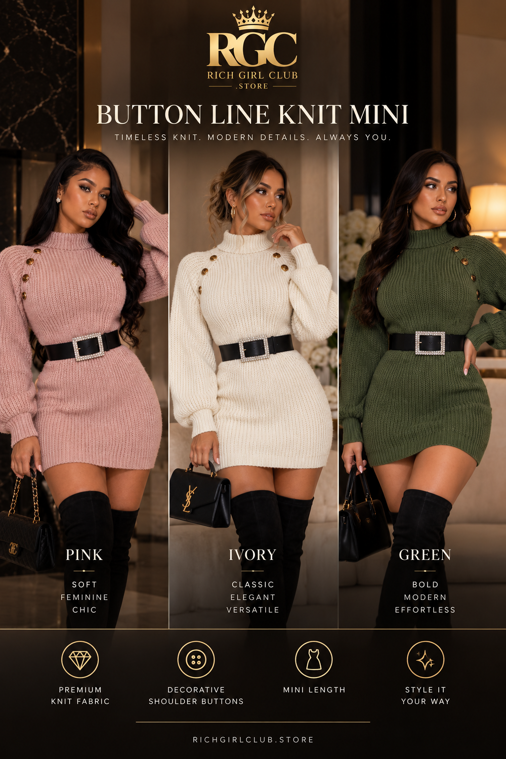 Button Line Knit Mini
