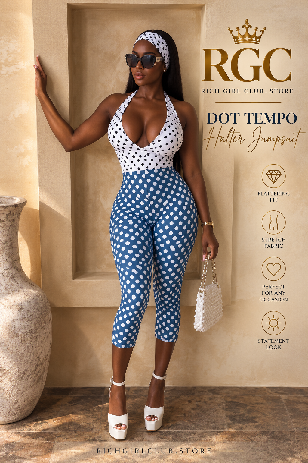 Dot Tempo Halter Jumpsuit