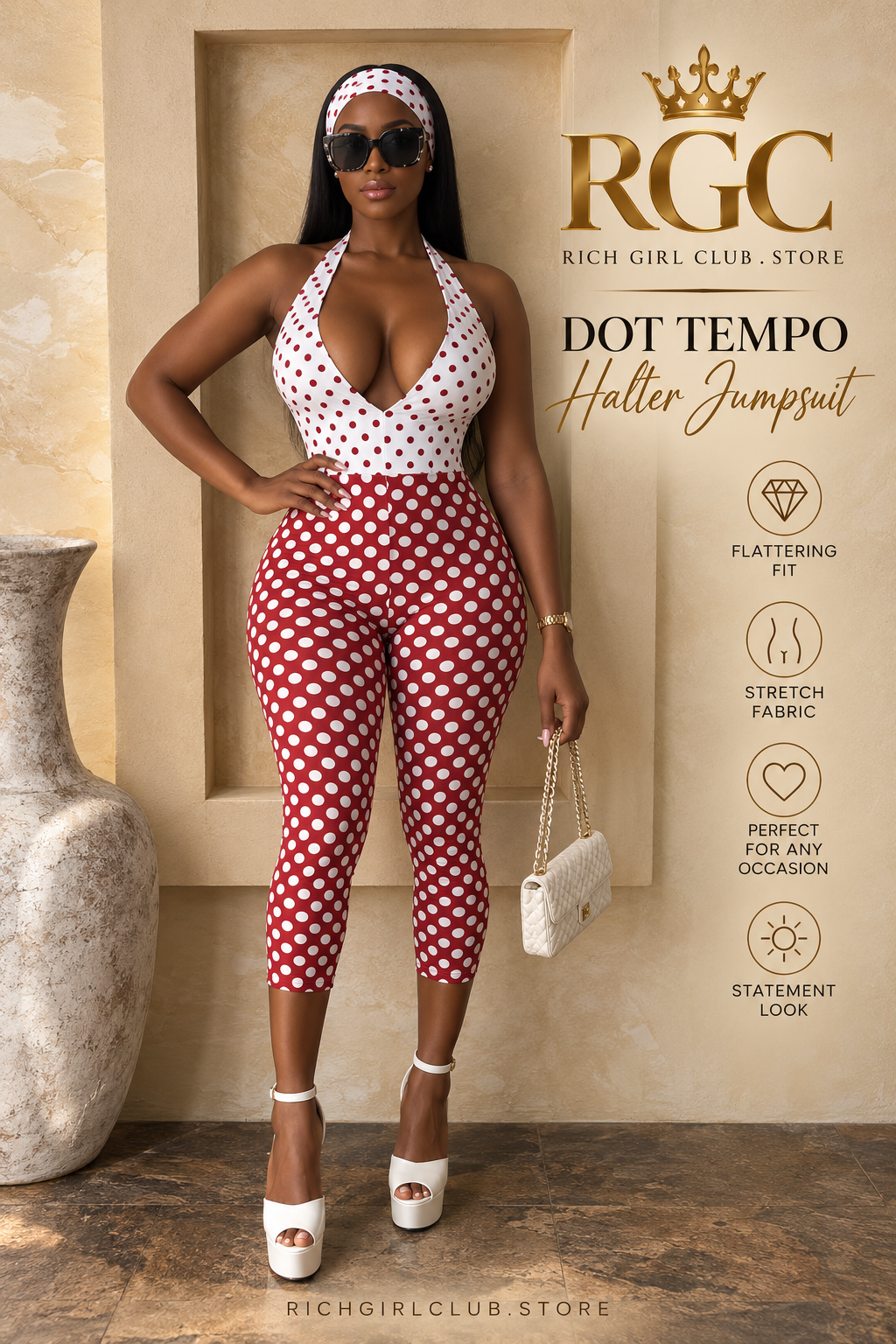 Dot Tempo Halter Jumpsuit