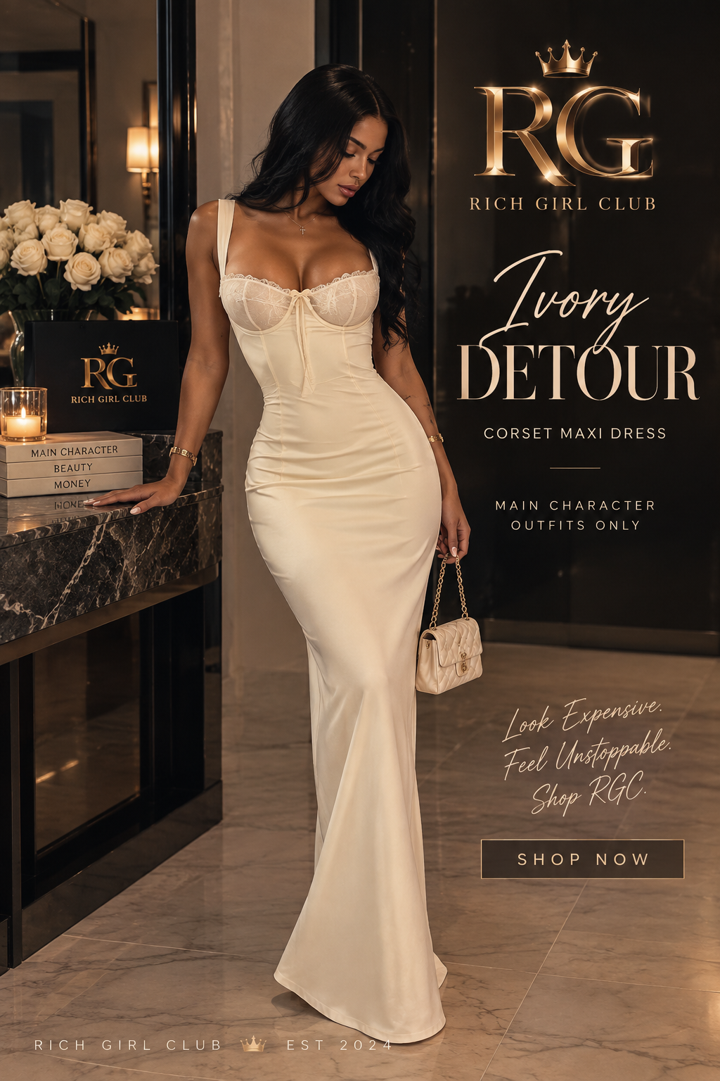 Ivory Detour Corset Maxi Dress
