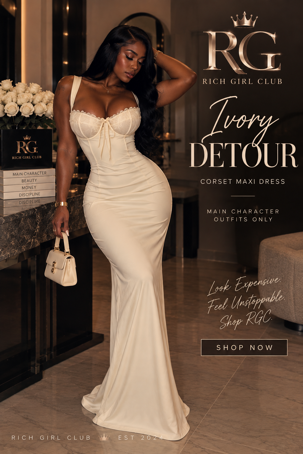 Ivory Detour Corset Maxi Dress