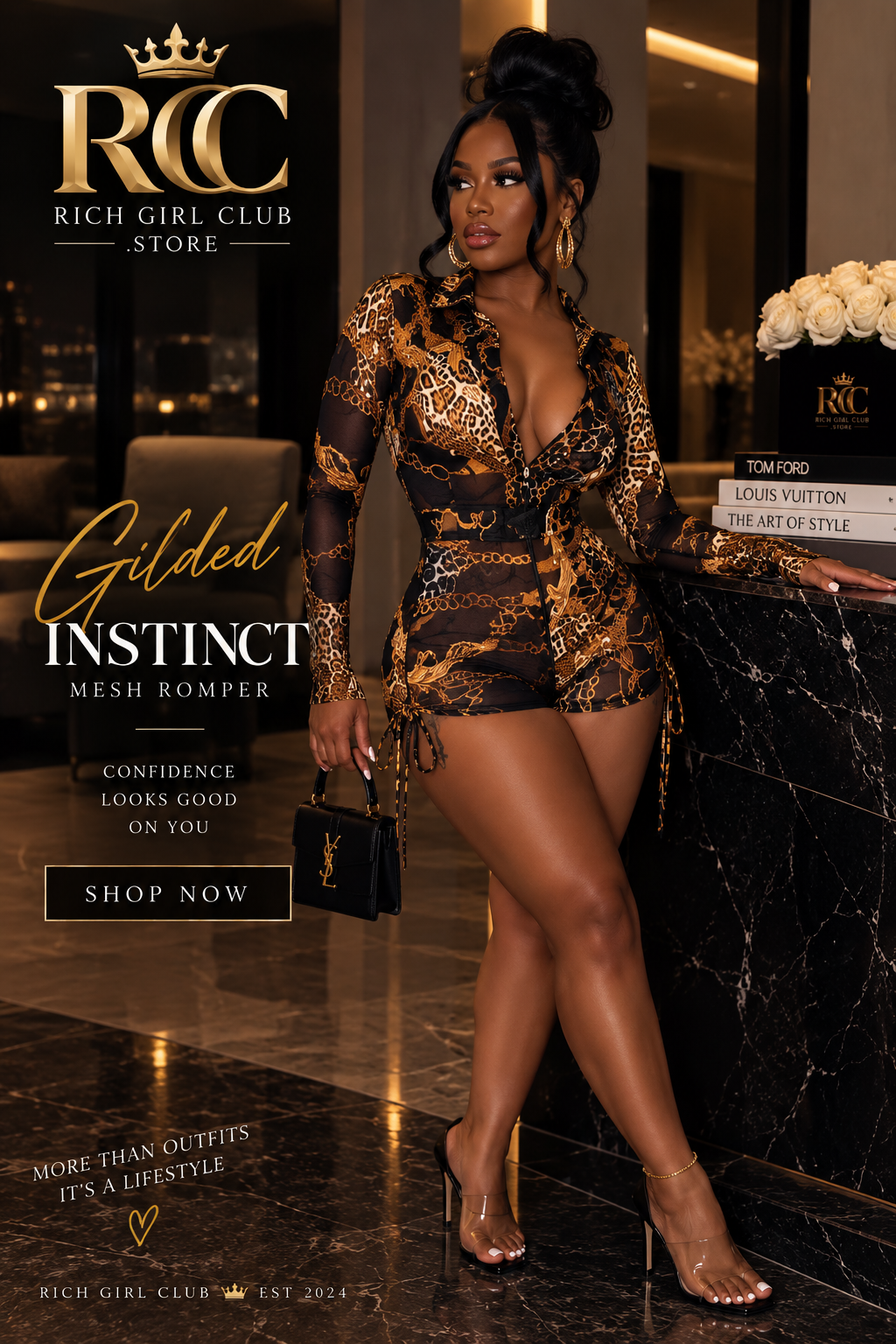 Gilded Instinct Mesh Romper
