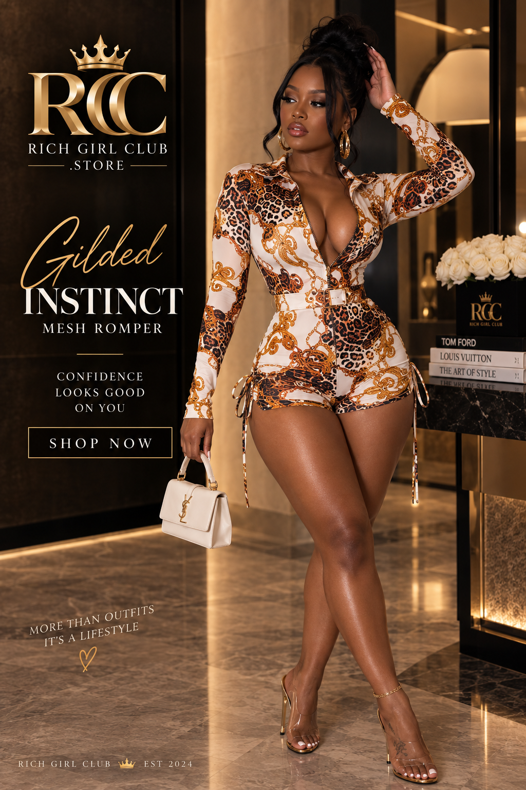 Gilded Instinct Mesh Romper