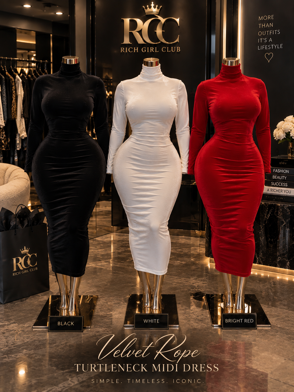 Velvet Rope Turtleneck Midi