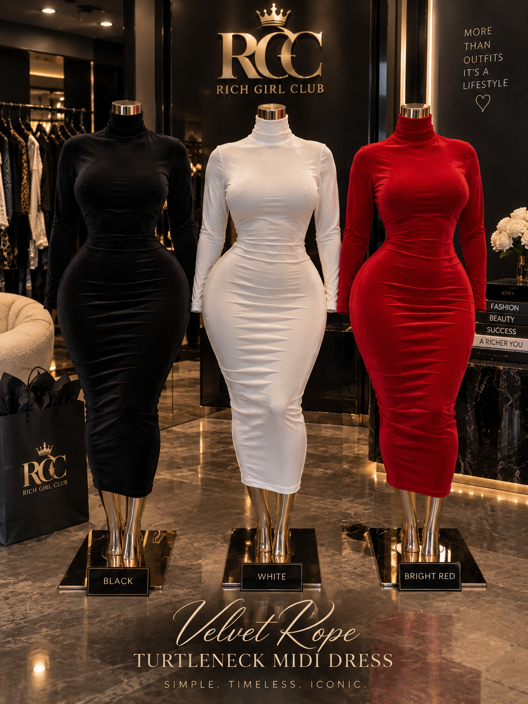 Velvet Rope Turtleneck Midi