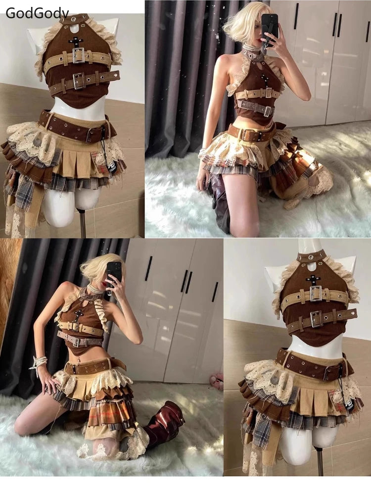 Y2K Punk Princess Two-Piece Set