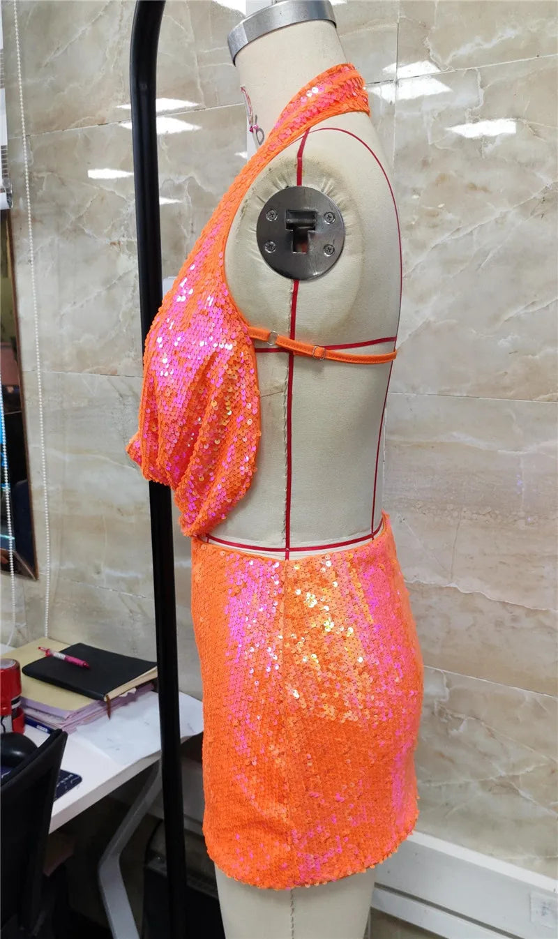 Disco Nights Sequin Skirt Set