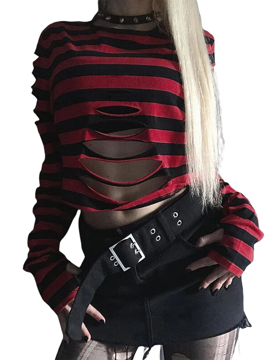 Rebel Nights Ripped Grunge Crop Top