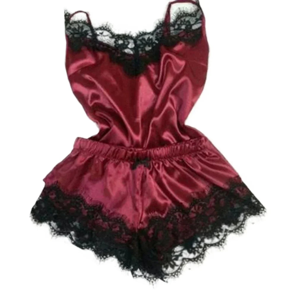 Undone Lace Silk Cami &amp; Shorts Set